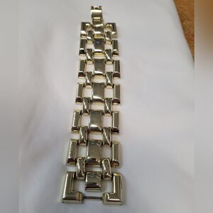 Vintage Gold-Tone Block Link Braclet